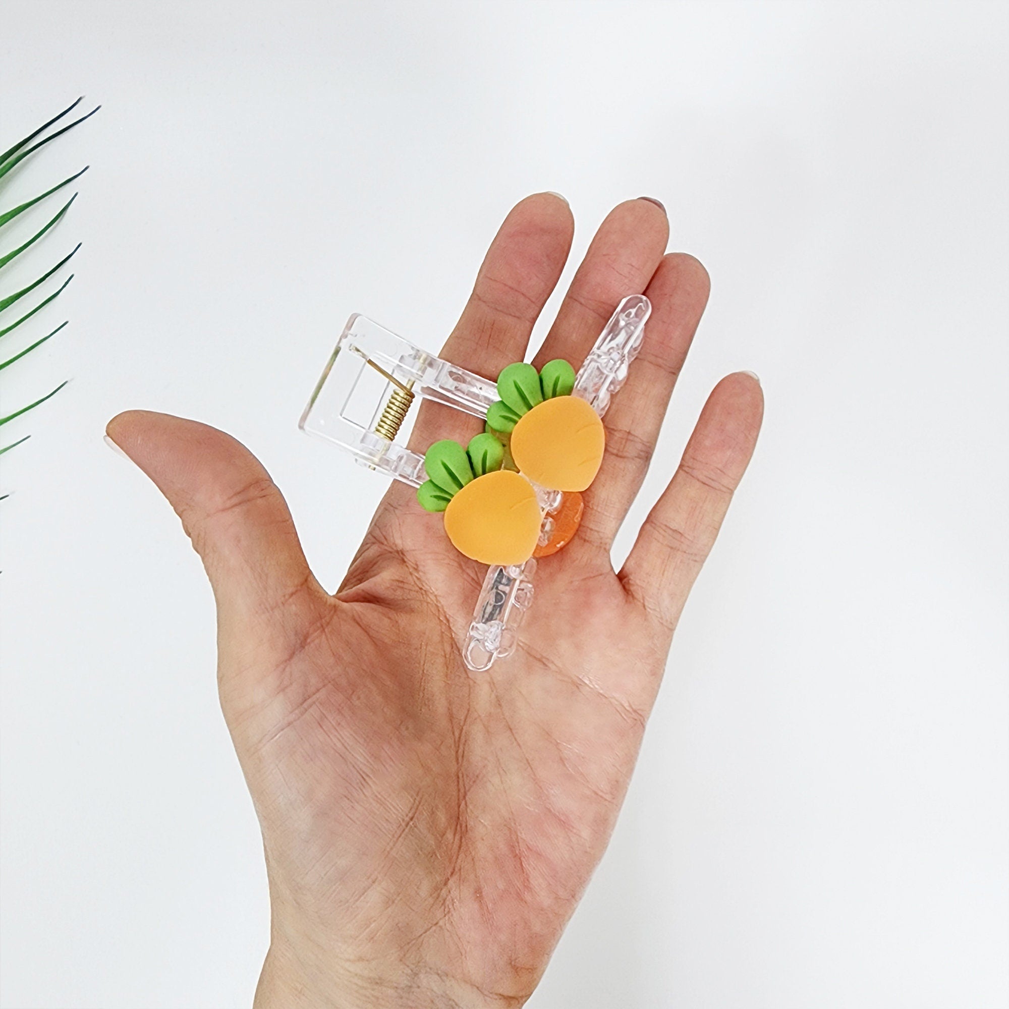Refreshing Fruit Square Clip with Cubic (3.1 Inch) / Medium Size Hair Claw / Hair Barrette for Woman