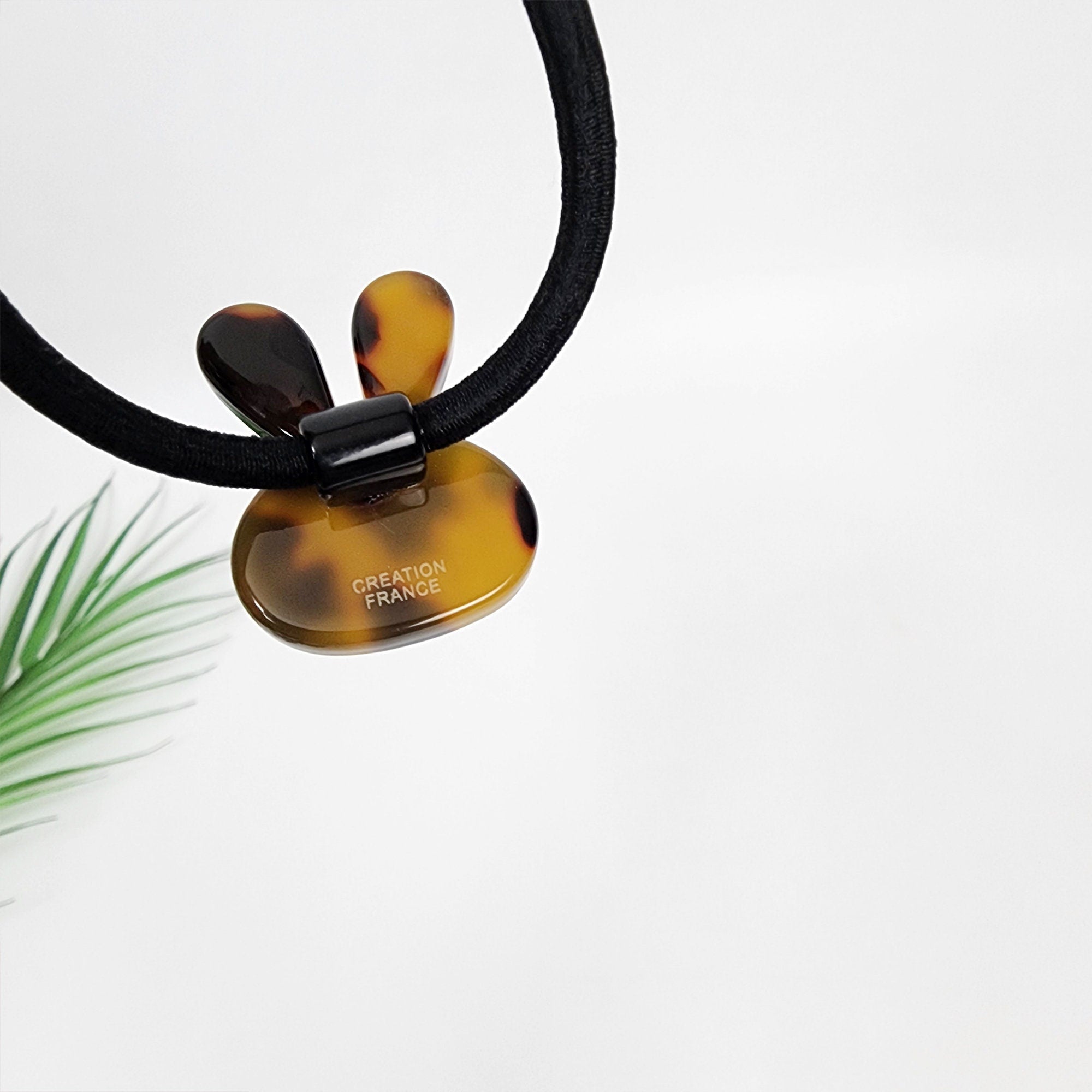 Cute Bunny Small Hair Tie with Cubic / Simple Tortoise Shell Ponytail Holder / Hair Accessory for Woman / French Hair Tie