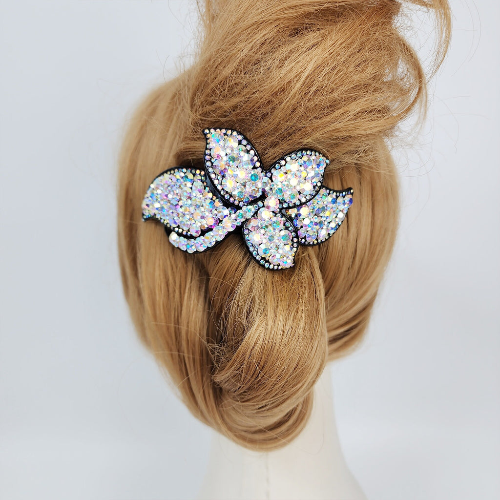 Gorgeous Big Crystal Hair Barrette (4.1 Inch) / Luxurious French Hair Pin / Automatic Hair Clip