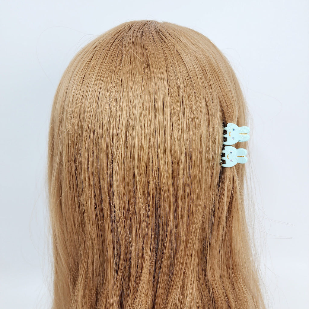 Cute Rabbit Mini Hair Claw Clip with Cubic (2 pieces in 1 set) / Cute Tortoise Shell French Hair Pin / Small Hair Clips