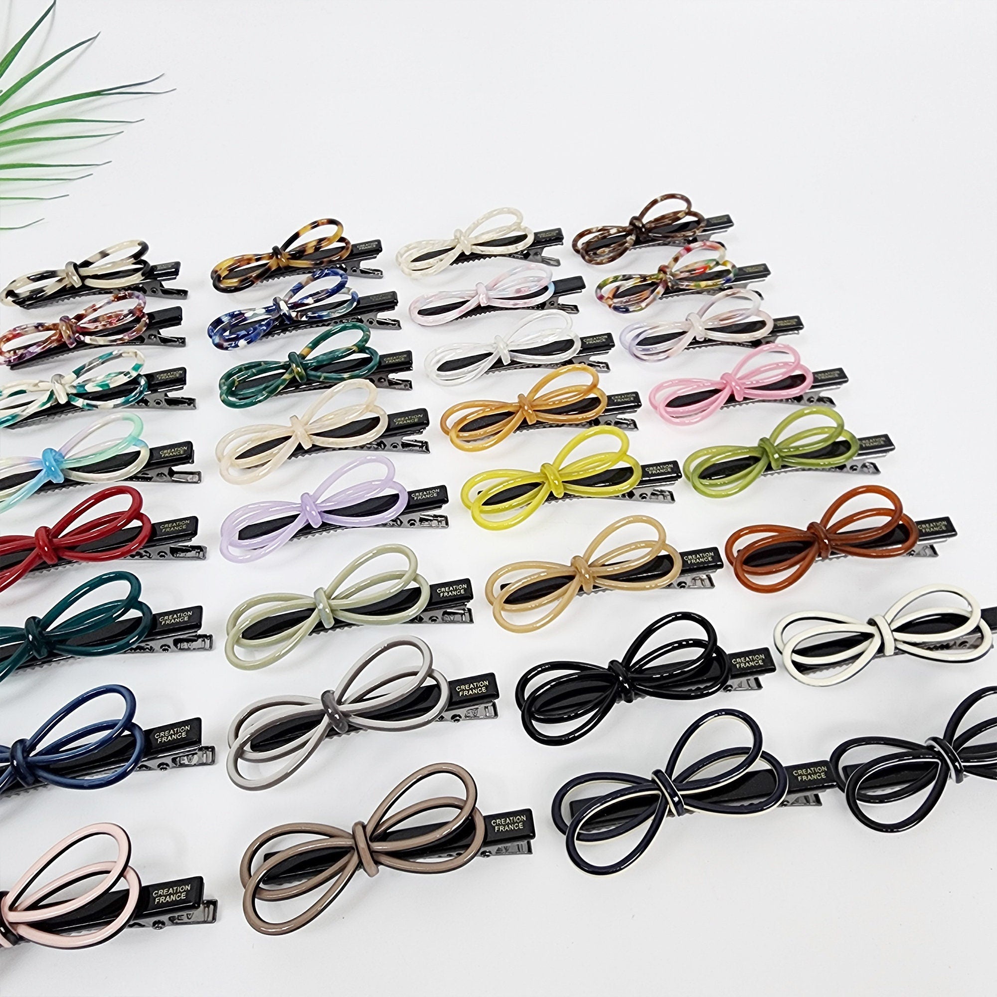 Twin Ribbon Hair Clip / Tortoise Shell French Hair Pin / Alligator Hair Clip for Woman / French Barrette