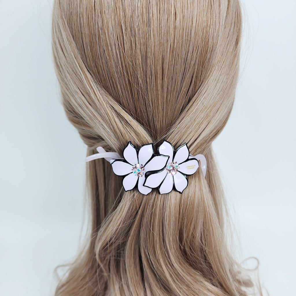 Pastel Color Couple Flower Banana Claw with Cubic / Ponytail Holder for Woman / Clincher Comb Hair Accessory