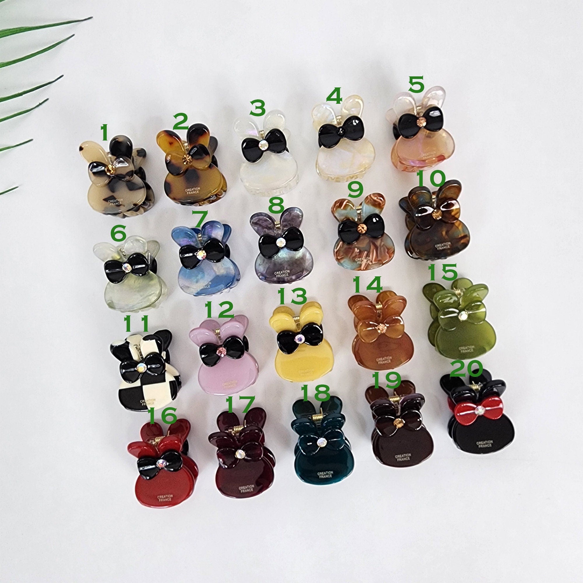 Cute Bunny Mini Hair Claw Clip with Cubic (0.9 Inch) / Cute Tortoise Shell French Hair Pin / Small Hair Clips