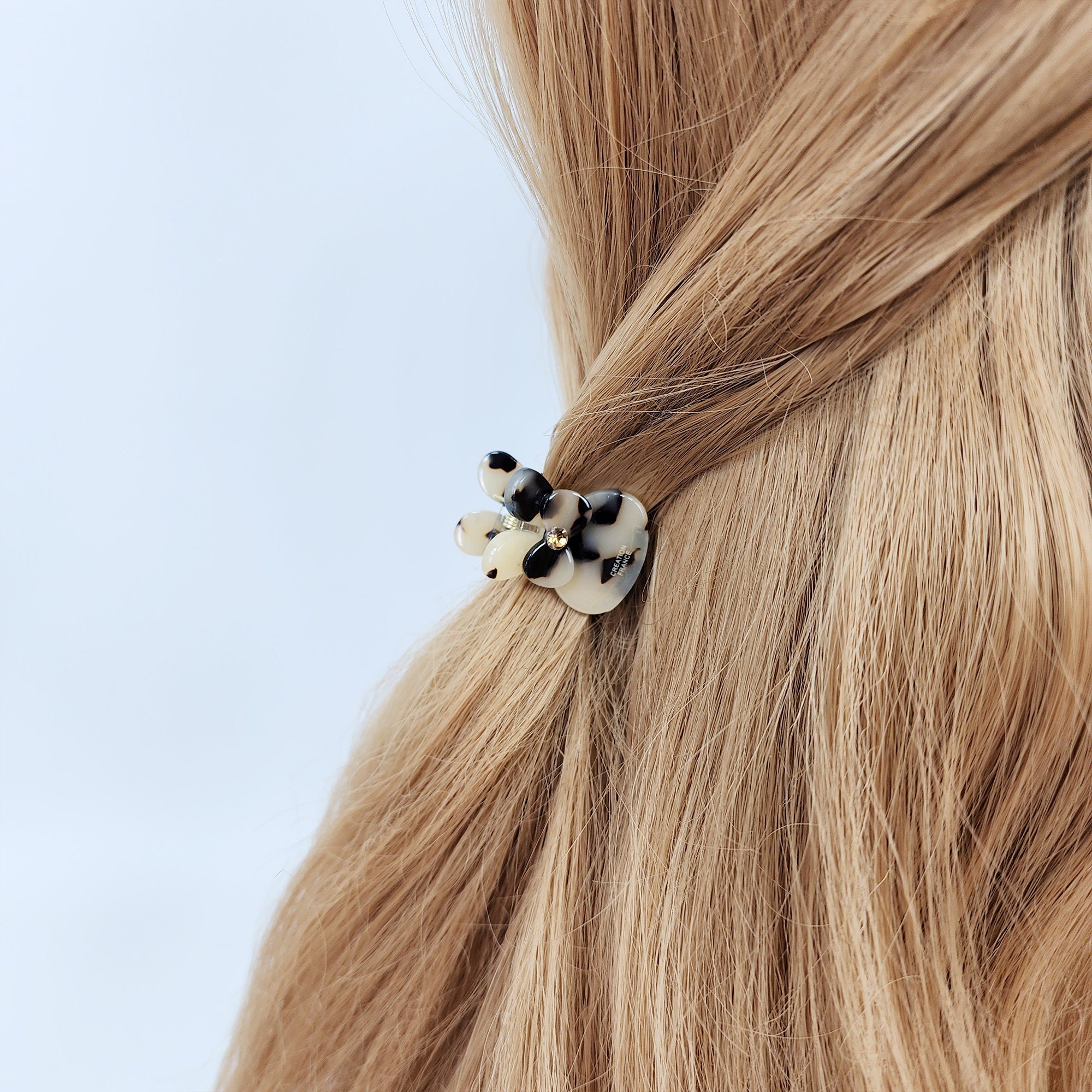 Cute Bunny Mini Hair Claw Clip with Cubic (0.9 Inch) / Cute Tortoise Shell French Hair Pin / Small Hair Clips