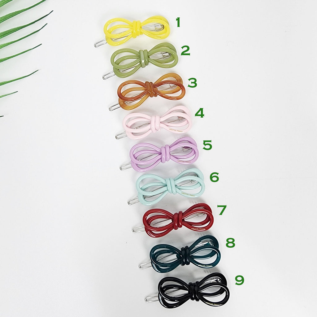 Pure Color Twin Ribbon Bobby Pin (2.2 Inch) / Tortoise Shell French Hair Pin Clip / Hair Accessory for Woman / Bow Barrette