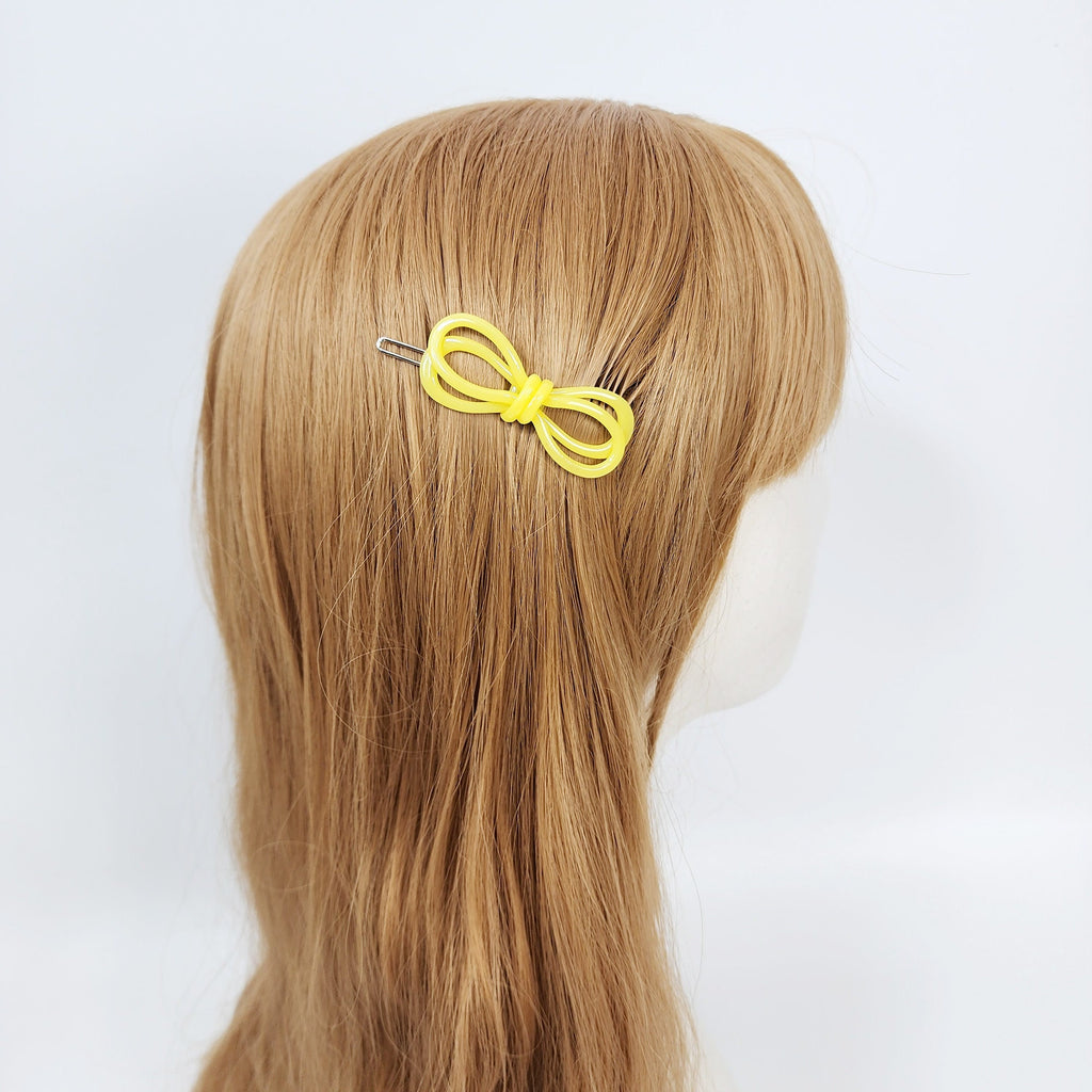 Pure Color Twin Ribbon Bobby Pin (2.2 Inch) / Tortoise Shell French Hair Pin Clip / Hair Accessory for Woman / Bow Barrette