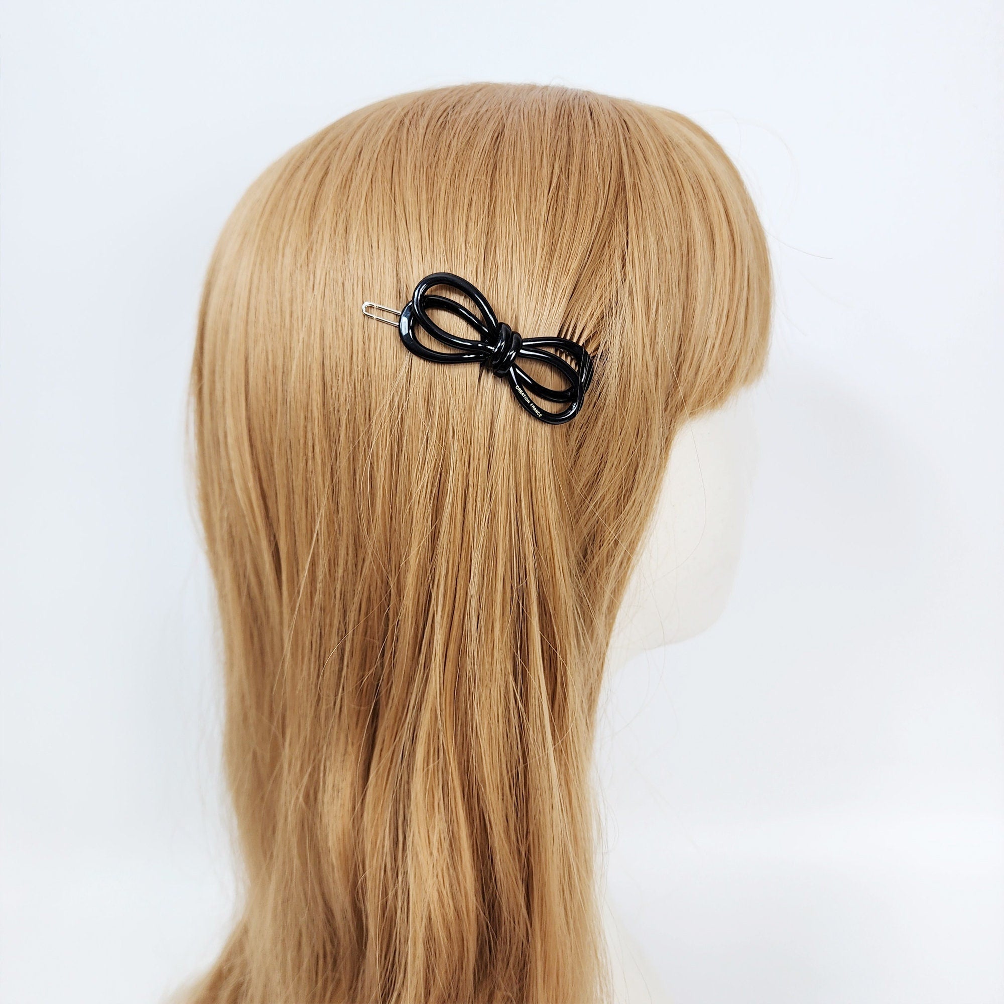 Pure Color Twin Ribbon Bobby Pin (2.2 Inch) / Tortoise Shell French Hair Pin Clip / Hair Accessory for Woman / Bow Barrette