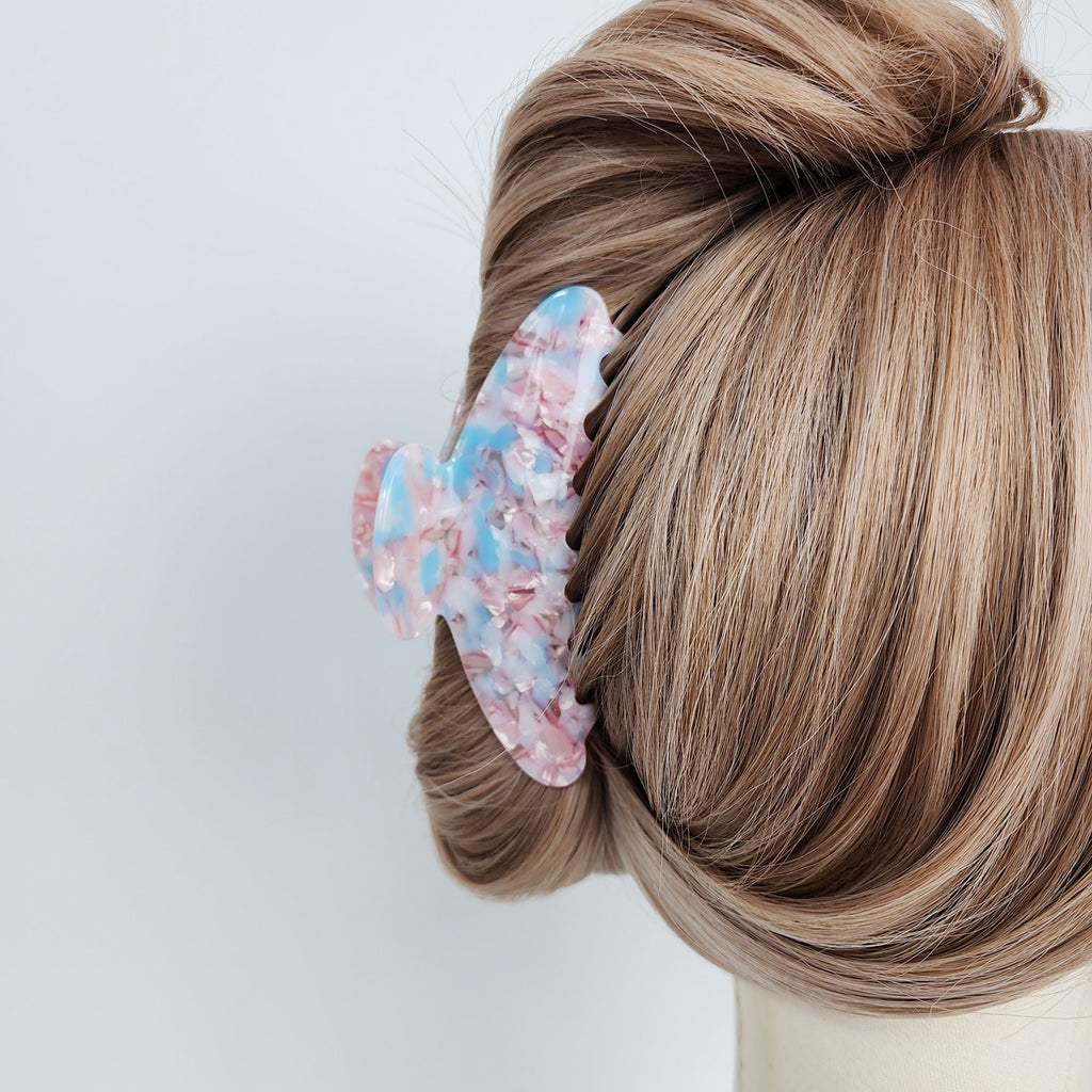 Marble Long Half Moon Large Hair Claw Clip (4.3 Inch) / Luxurious French Hair Pin / Hair Barrette for Woman