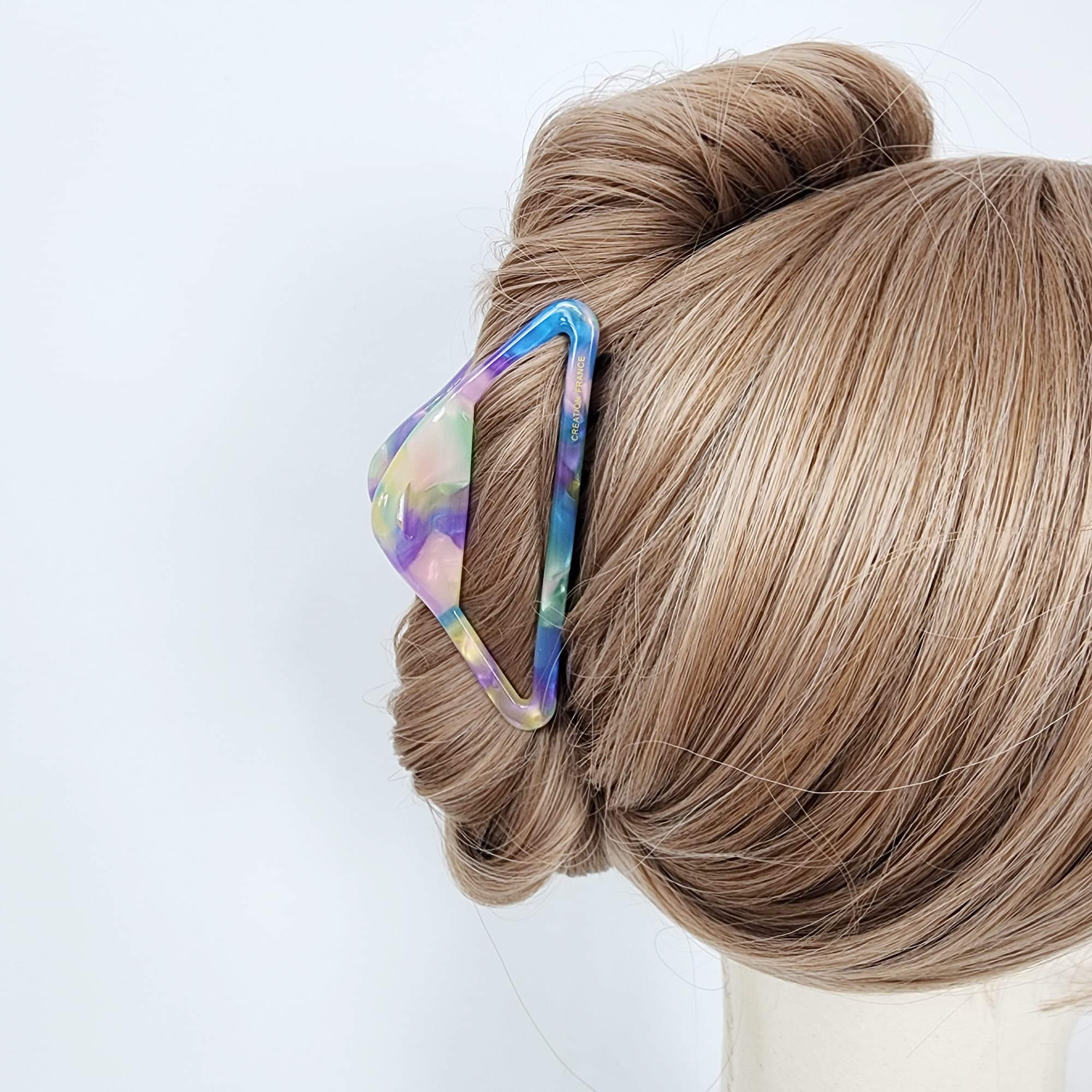Triangle Frame Light Large Hair Claw Clip (4.0 Inch) / Luxurious French Hair Pin / Hair Barrette for Woman