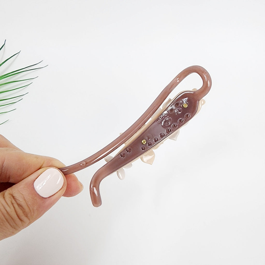 Pastel Color Flower Twist Banana Claw with Cubic / Luxurious Ponytail Holder for Woman / Clincher Comb Hair Accessory