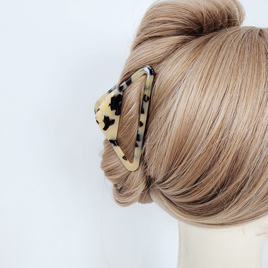 Triangle Frame Light Large Hair Claw Clip (4.0 Inch) / Luxurious French Hair Pin / Hair Barrette for Woman