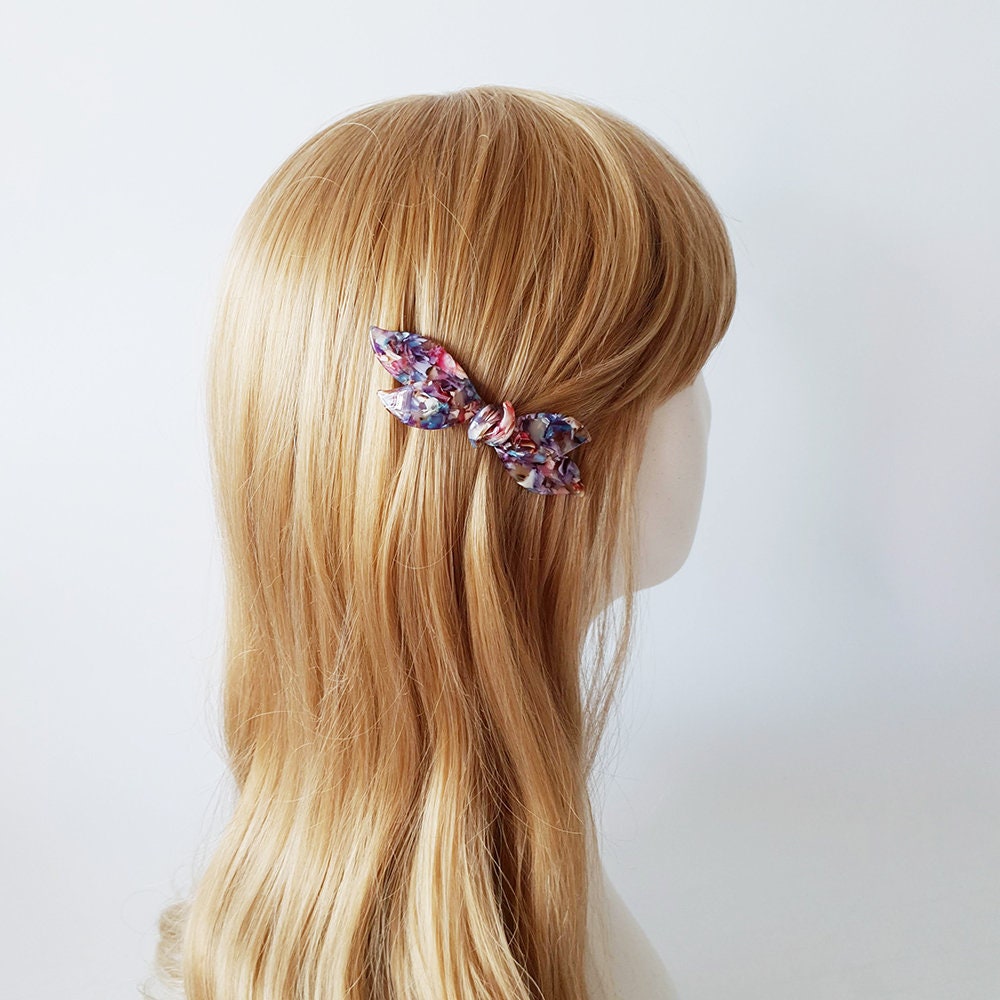 Leopard Double Wave Ribbon Hair Barrette / Luxurious French Hair Pin / Automatic Hair Clip