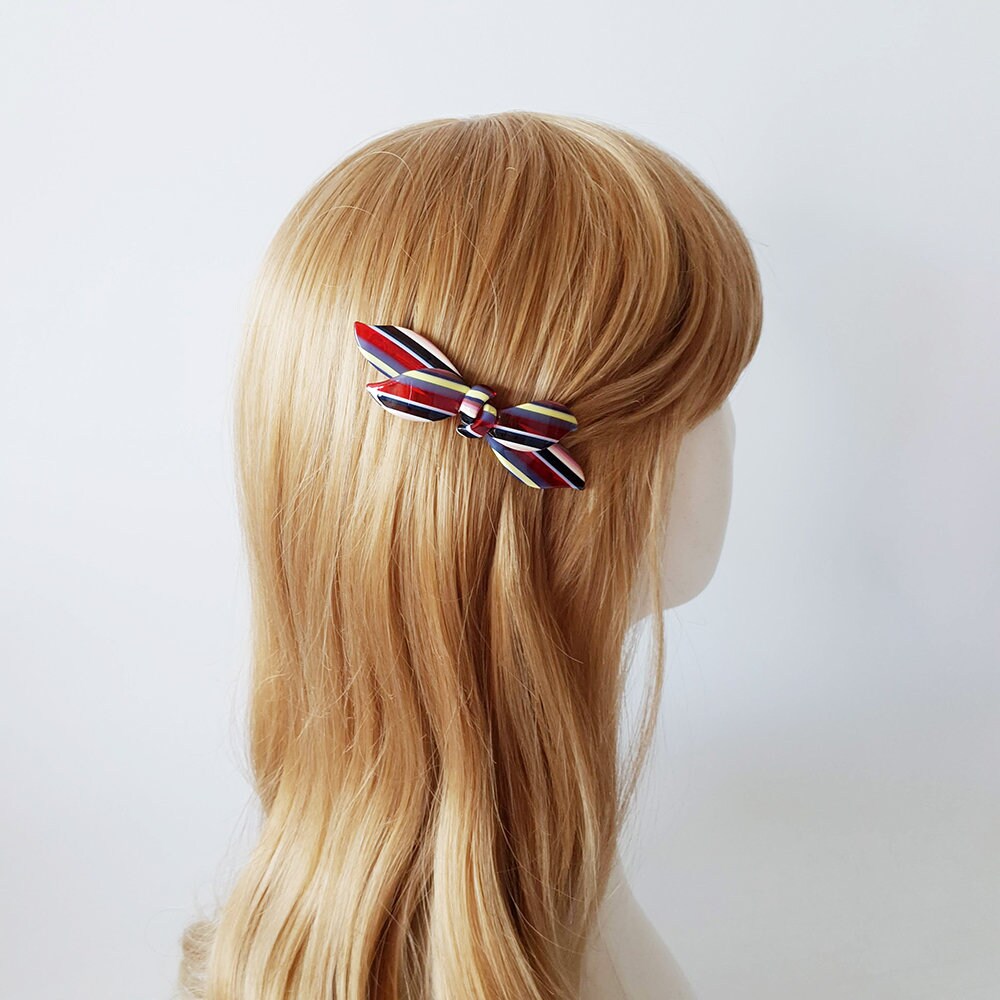 Leopard Double Wave Ribbon Hair Barrette / Luxurious French Hair Pin / Automatic Hair Clip