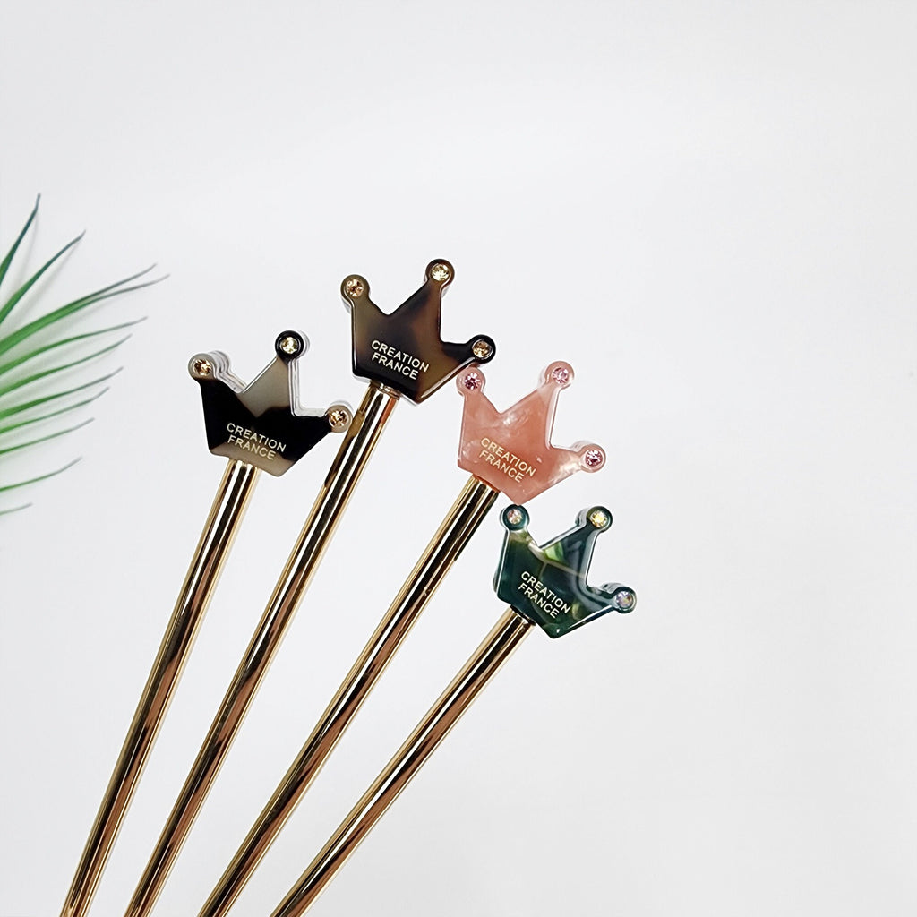 Cubic Mini Crown Hair Stick (6.0 Inch) / Vintage French Hair Pin / Hair Fork for Thick Hair