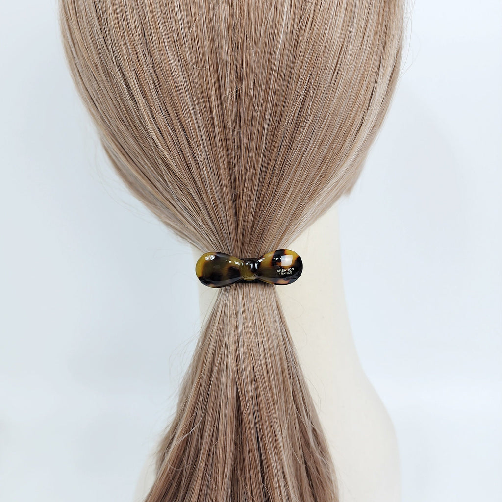 Round Convex Ribbon Hair Tie (2.0 Inch) / Simple Tortoise Shell Ponytail Holder / Hair Accessory for Woman / French Hair Tie