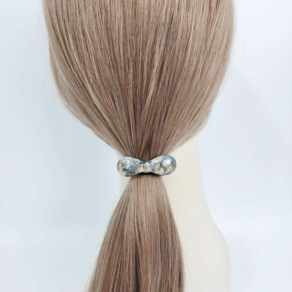 Round Convex Ribbon Hair Tie (2.0 Inch) / Simple Tortoise Shell Ponytail Holder / Hair Accessory for Woman / French Hair Tie