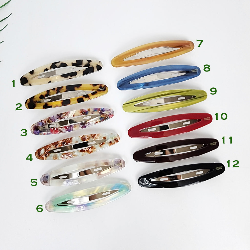 Pure Color Long Slim Oval Snap Clip (3.5 Inch) / Cute French Hairgrip Barrette / French Hair Pin / Tic Tac Hair Clip Pin