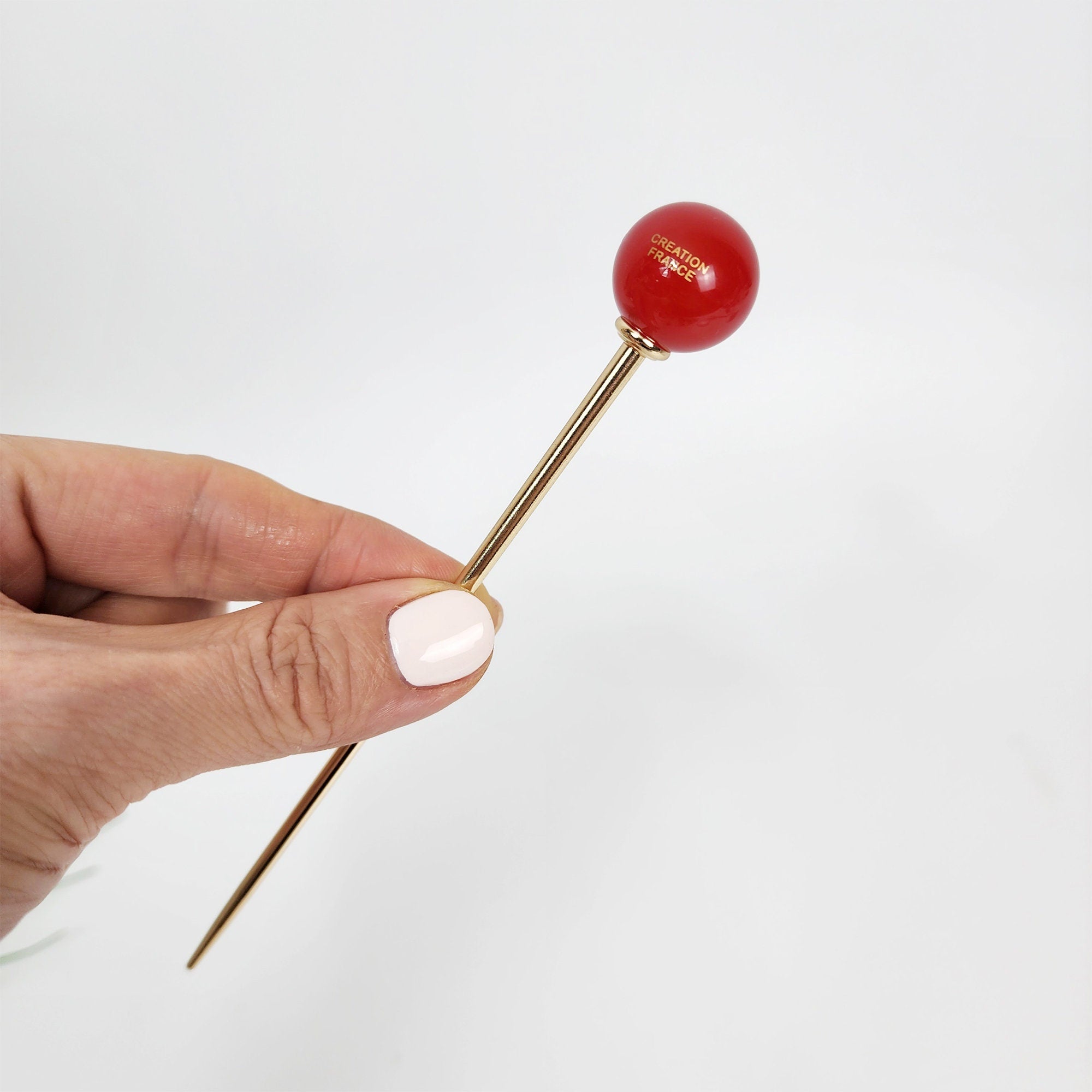 Candy Big Bead Hair Stick (5.7 Inch) / Vintage French Hair Pin / Hair Fork for Thick Hair