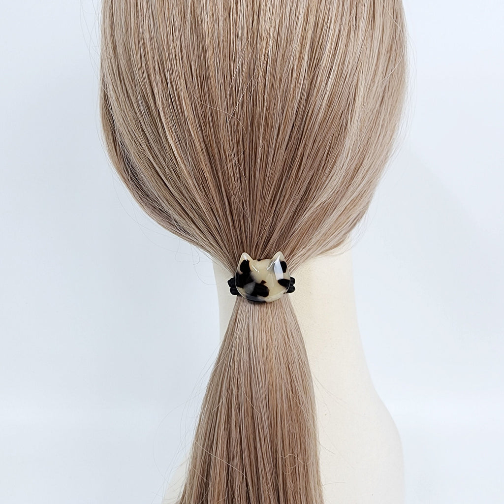 Simple Curved Cat Hair Tie (1.1 Inch) / Simple Tortoise Shell Ponytail Holder / Hair Accessory for Woman / French Hair Tie