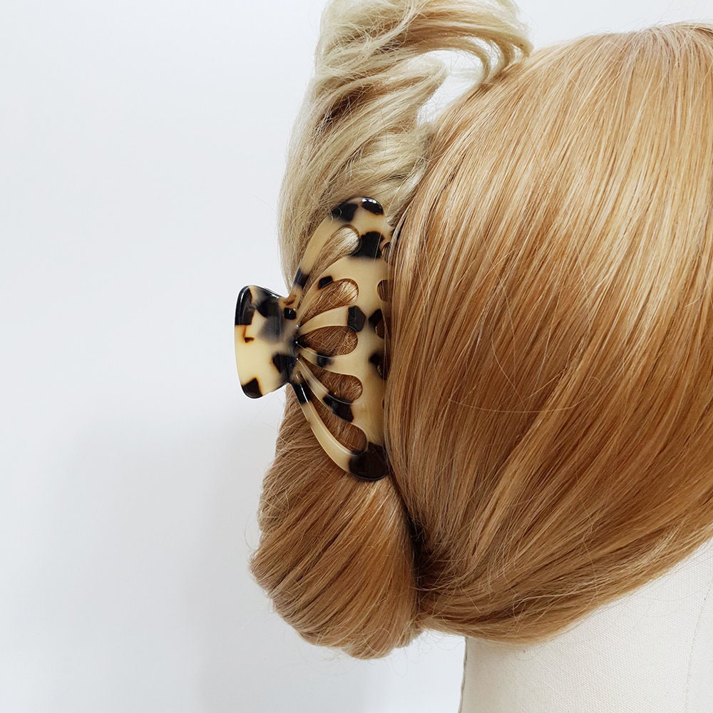 Leopard Round Shell Hair Claw Clip / Tortoise Shell French Hair Pin / Hair Barrette for Woman