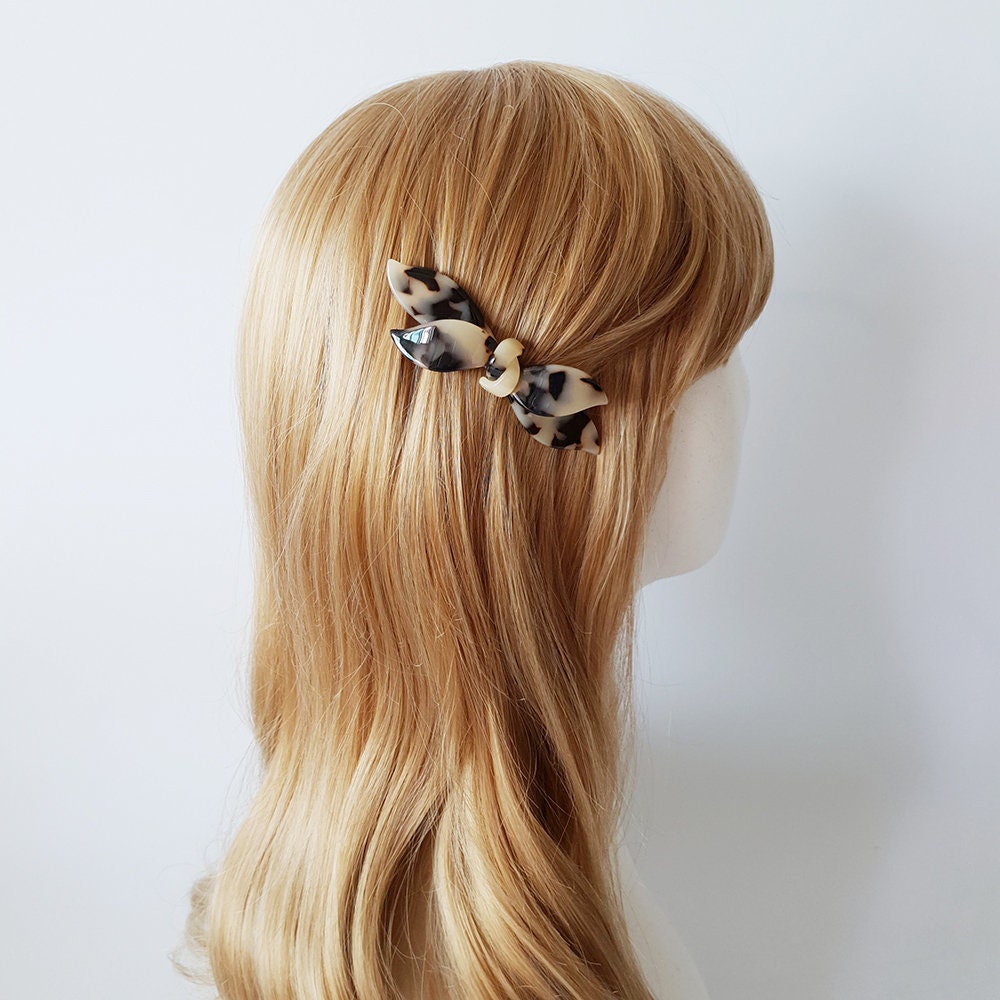 Leopard Double Wave Ribbon Hair Barrette / Luxurious French Hair Pin / Automatic Hair Clip