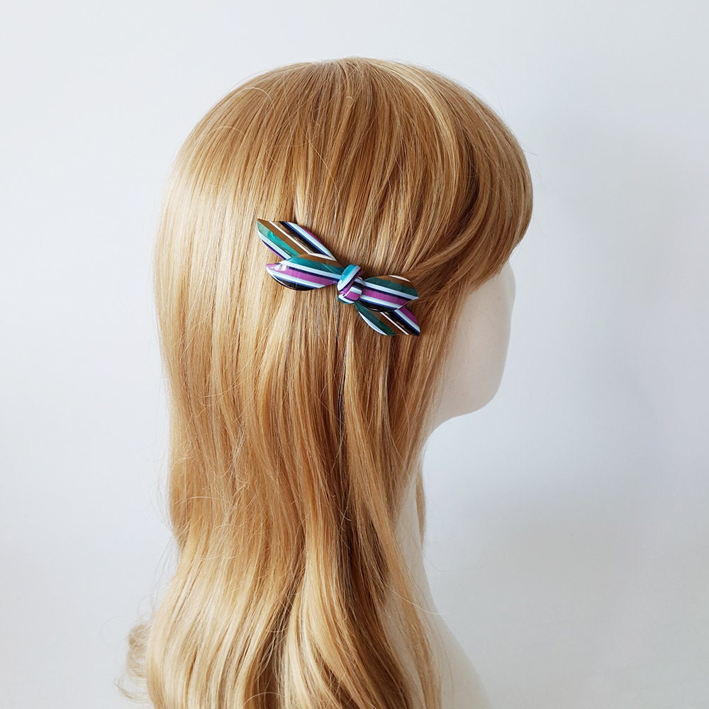 Leopard Double Wave Ribbon Hair Barrette / Luxurious French Hair Pin / Automatic Hair Clip
