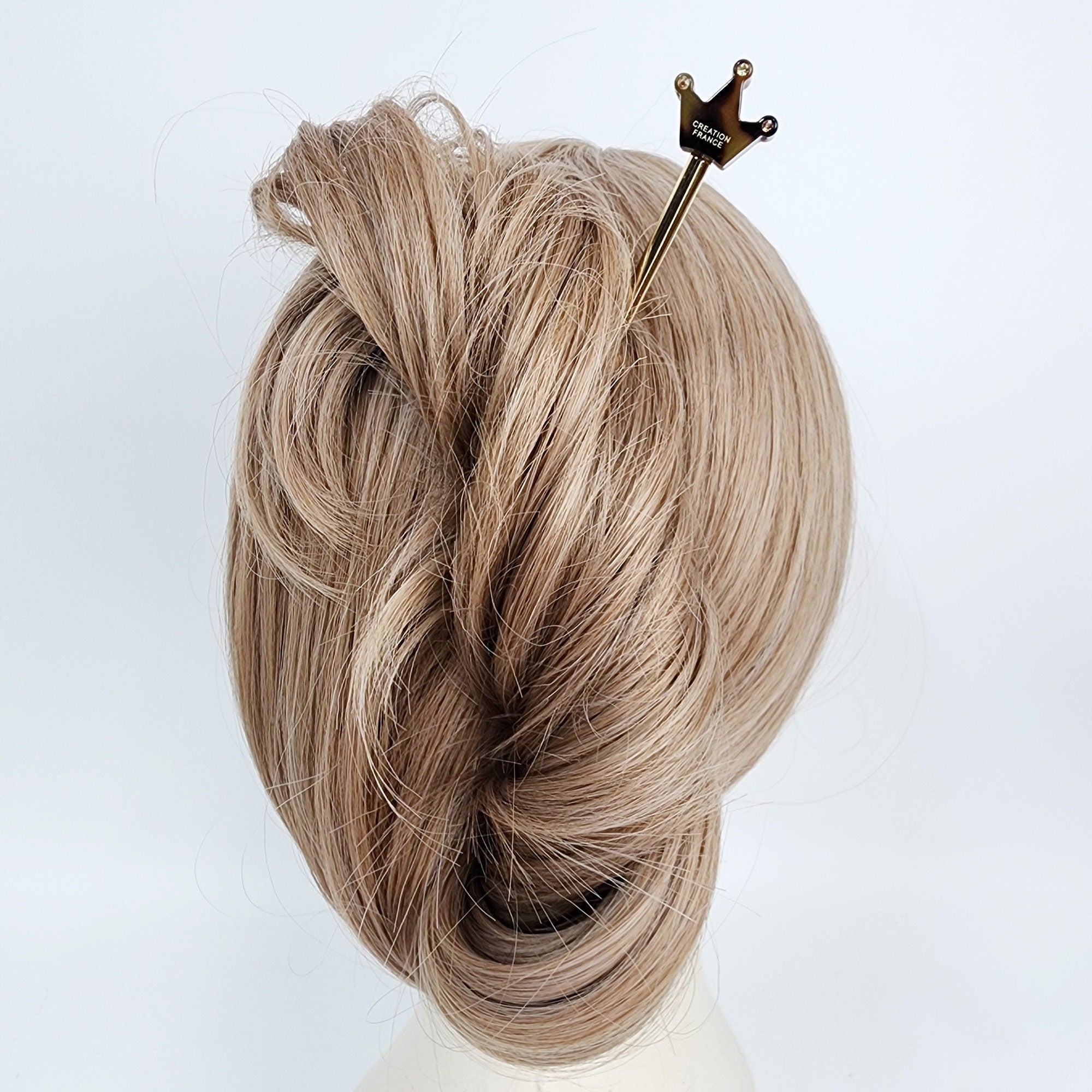 Cubic Mini Crown Hair Stick (6.0 Inch) / Vintage French Hair Pin / Hair Fork for Thick Hair