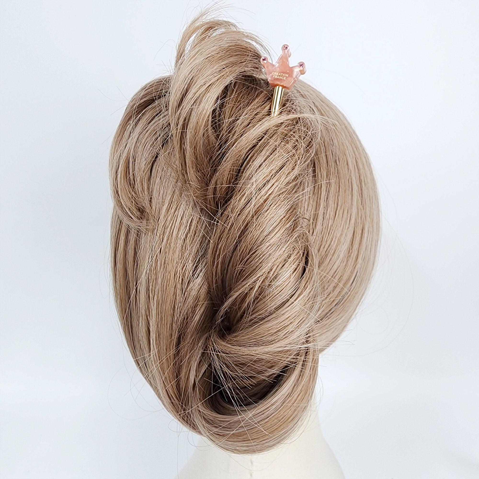 Cubic Mini Crown Hair Stick (6.0 Inch) / Vintage French Hair Pin / Hair Fork for Thick Hair