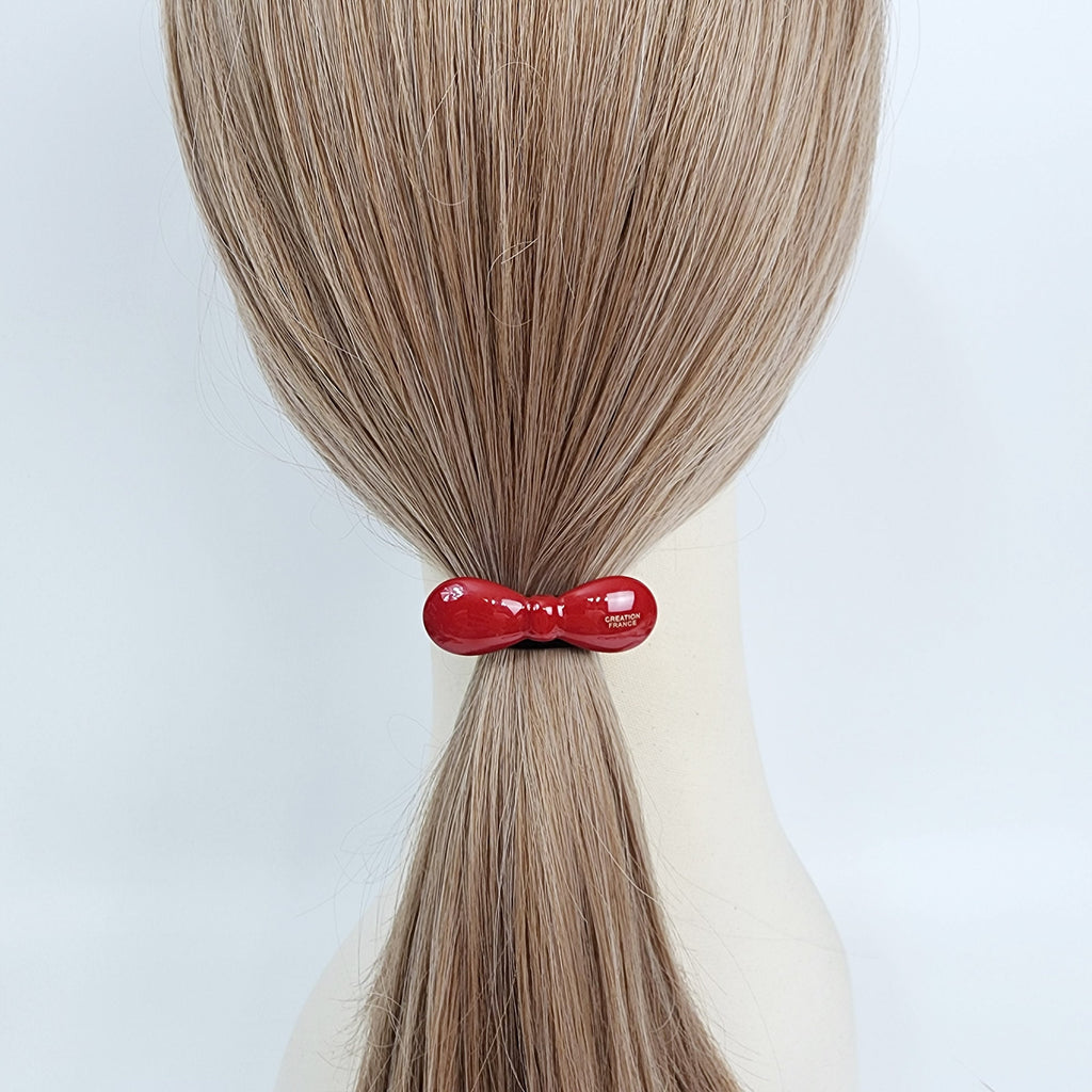 Round Convex Ribbon Hair Tie (2.0 Inch) / Simple Tortoise Shell Ponytail Holder / Hair Accessory for Woman / French Hair Tie