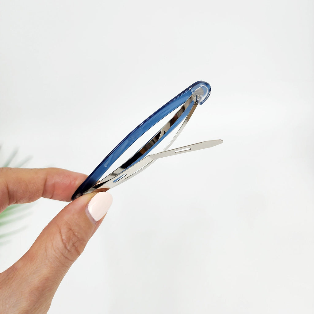 Pure Color Long Slim Oval Snap Clip (3.5 Inch) / Cute French Hairgrip Barrette / French Hair Pin / Tic Tac Hair Clip Pin