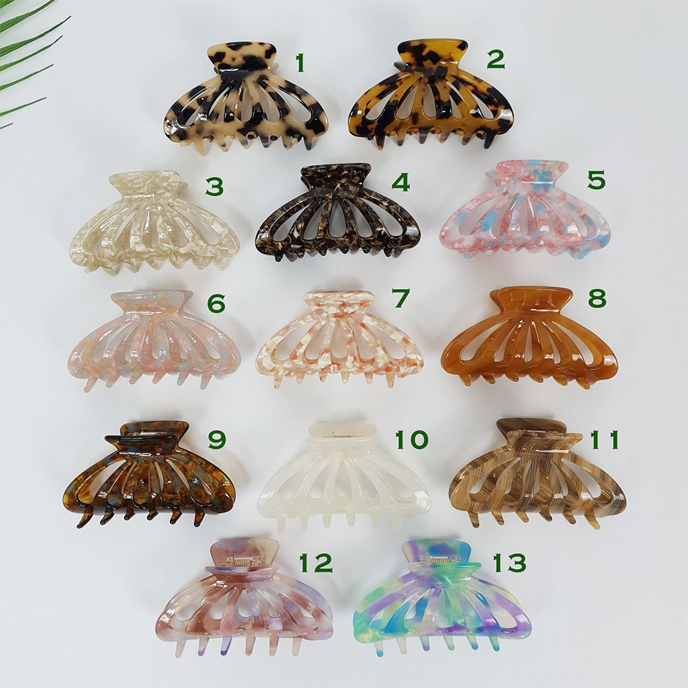 Leopard Round Shell Hair Claw Clip / Tortoise Shell French Hair Pin / Hair Barrette for Woman