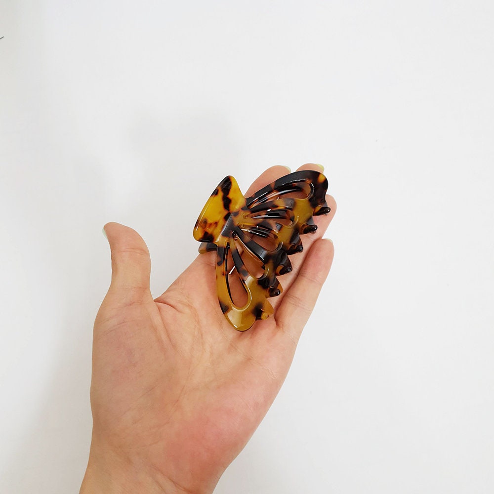 Leopard Round Shell Hair Claw Clip / Tortoise Shell French Hair Pin / Hair Barrette for Woman