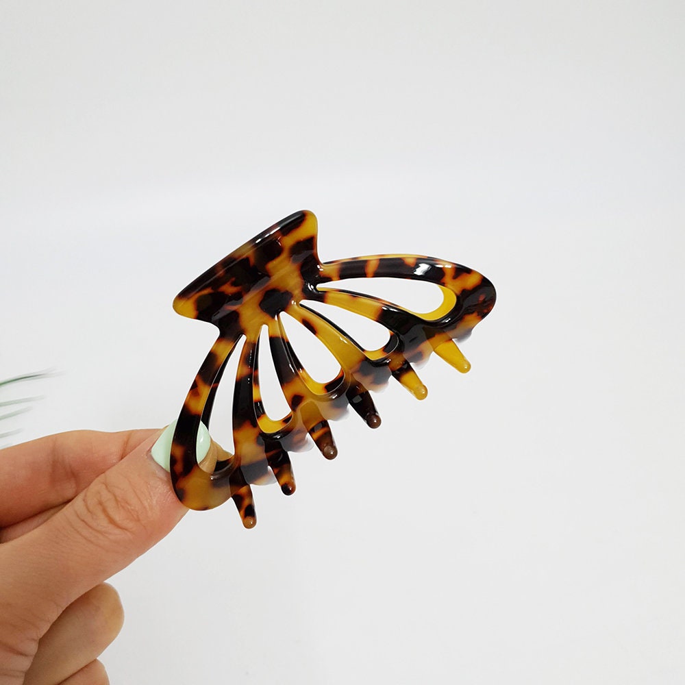 Leopard Round Shell Hair Claw Clip / Tortoise Shell French Hair Pin / Hair Barrette for Woman