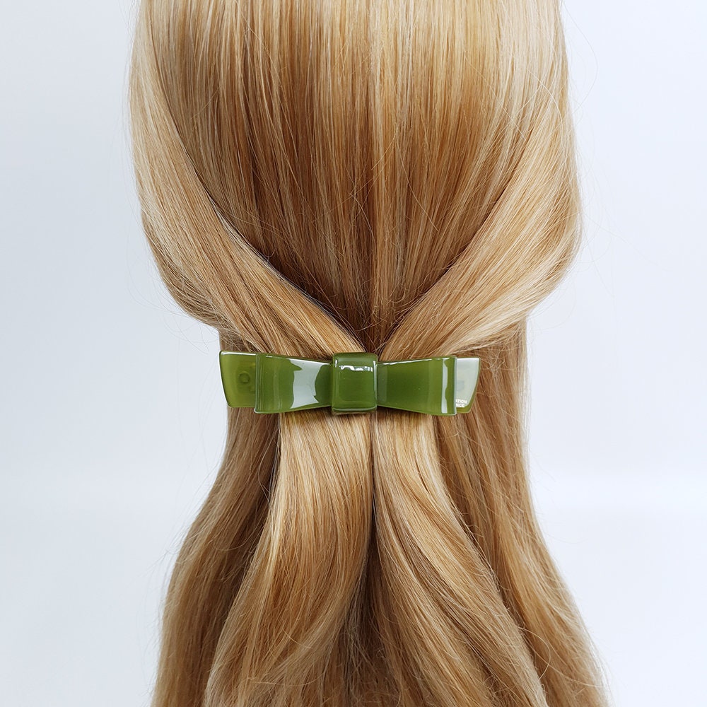 Vivid Color Bow Tie Hair Barrette (3.5 Inch) / Fashionable French Hair Pin / Hair Accessory for Woman / Automatic Hair Clip