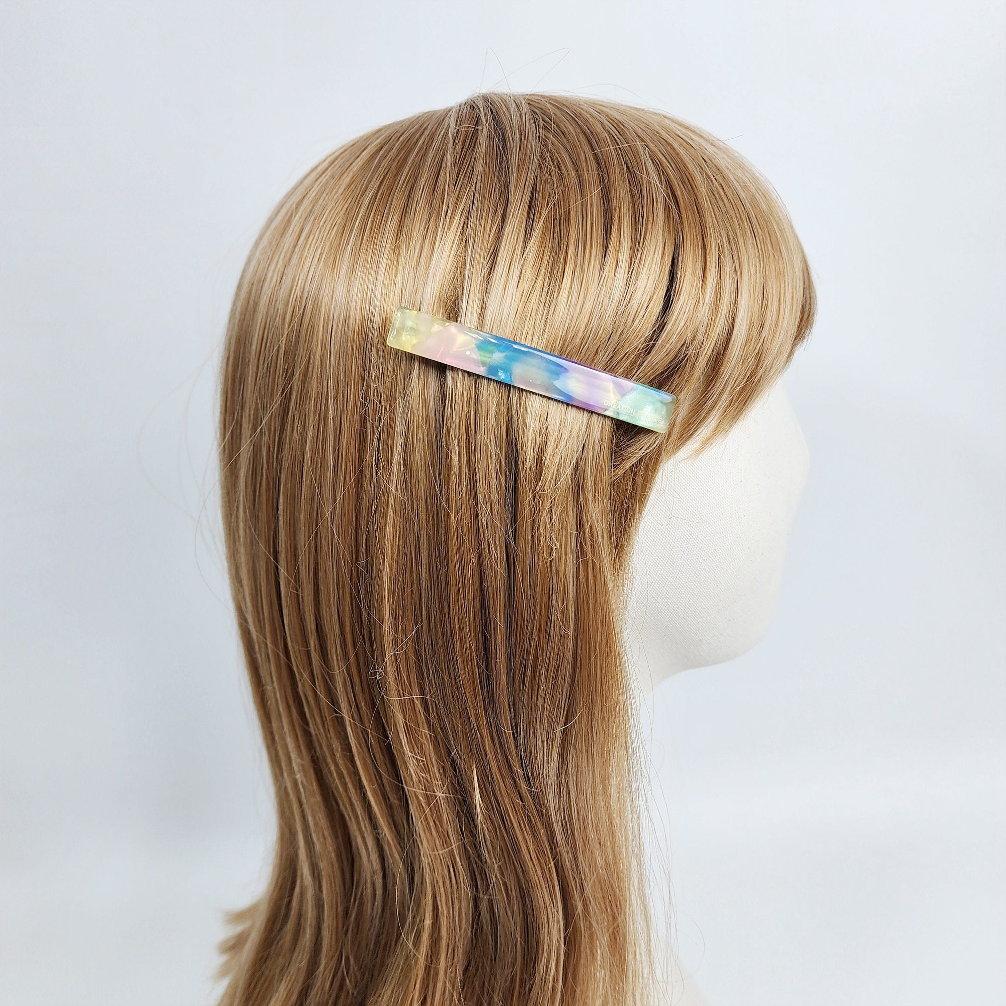 Simple Line Leopard Hair Barrette (3.1 Inch) / Tortoise Marble French Hair Pin / Hair Accessory for Woman / Automatic Hair Clip