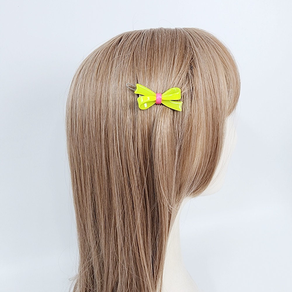 Double Ribbon Bobby Pin (2.0 Inch) / Tortoise Shell French Hair Pin Clip / Hair Accessory for Woman / Bow Barrette
