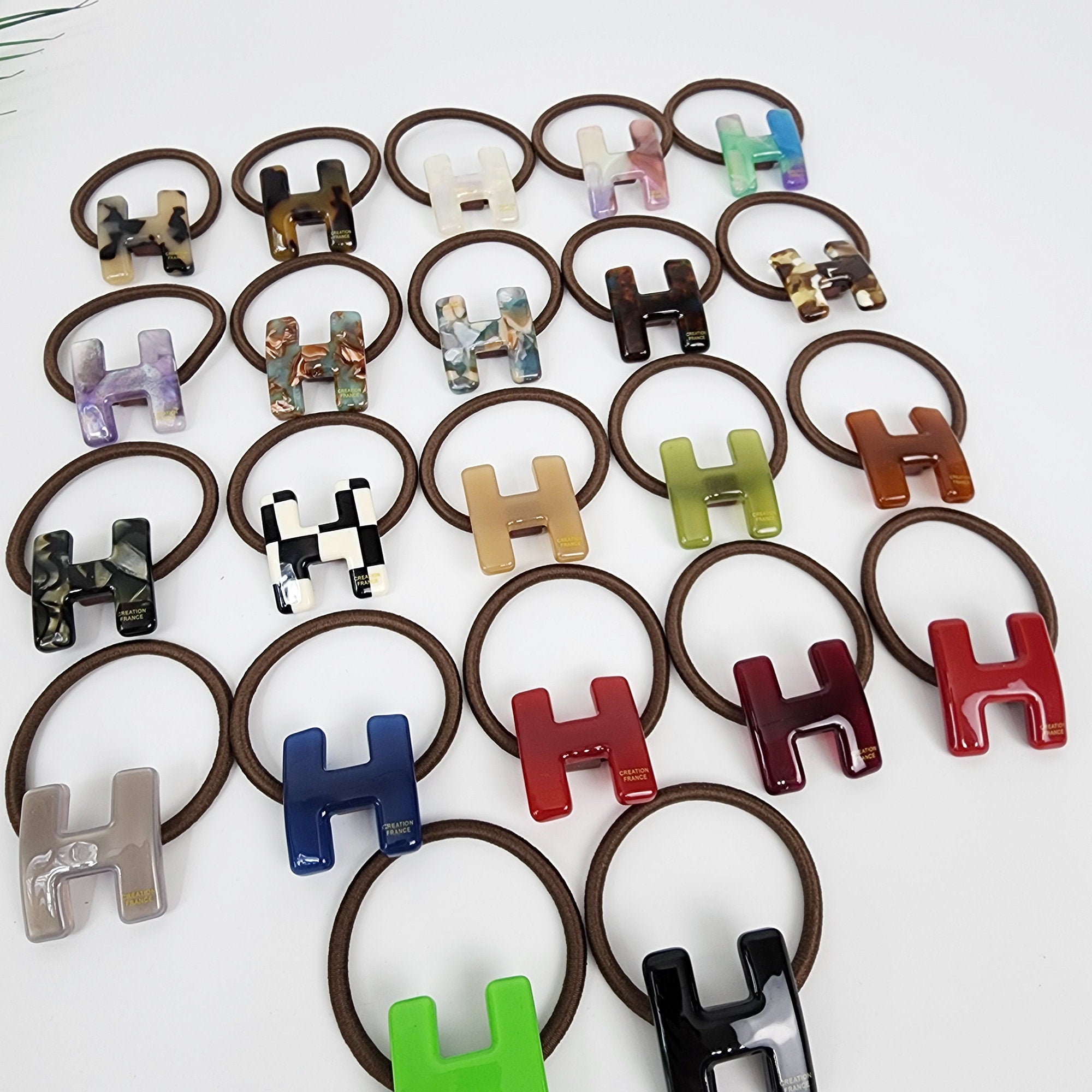 Leopard Marble H Shape Hair Tie / Vivid Color Tortoise Shell Ponytail Holder / Hair Accessory for Woman / French Hair Pin