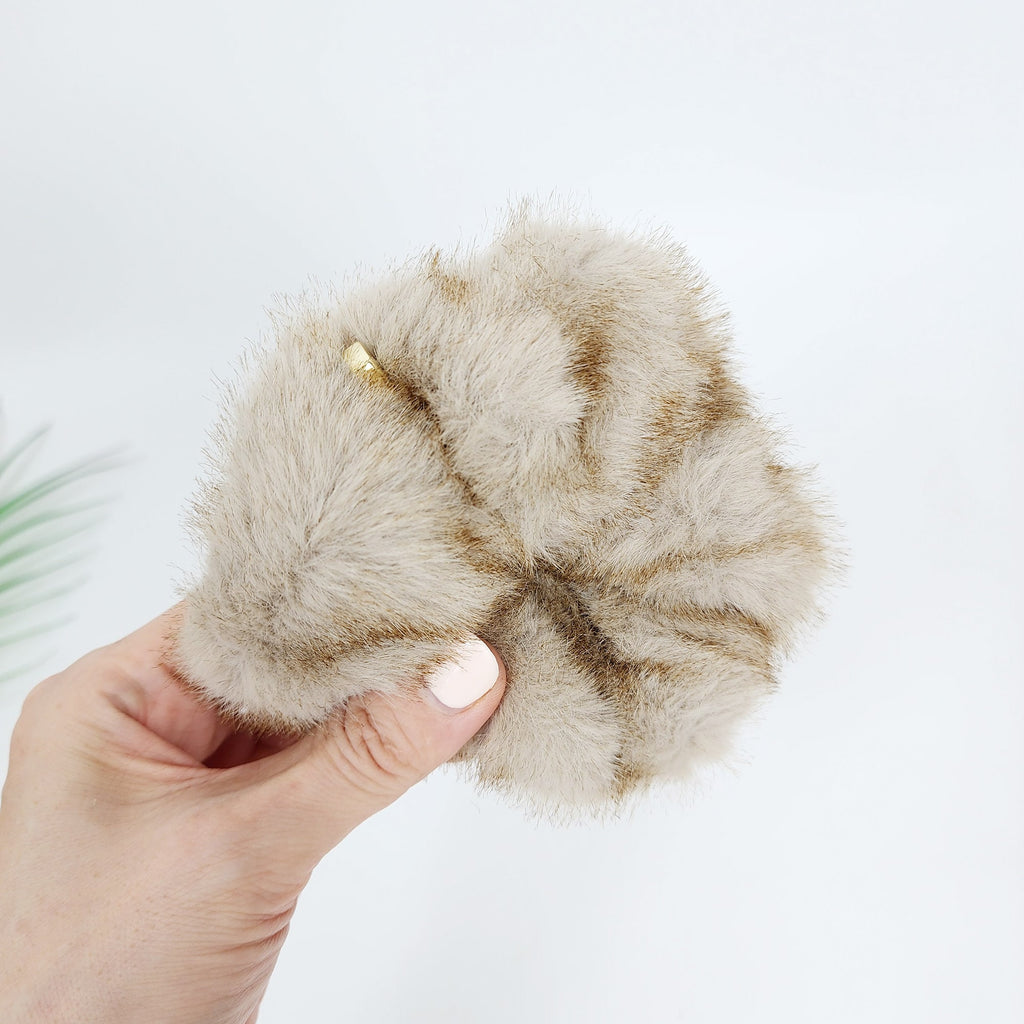 High Quality Faux Mink Fur Scrunchy / Simple Ponytail Holder / Elastic Hair Tie for Woman
