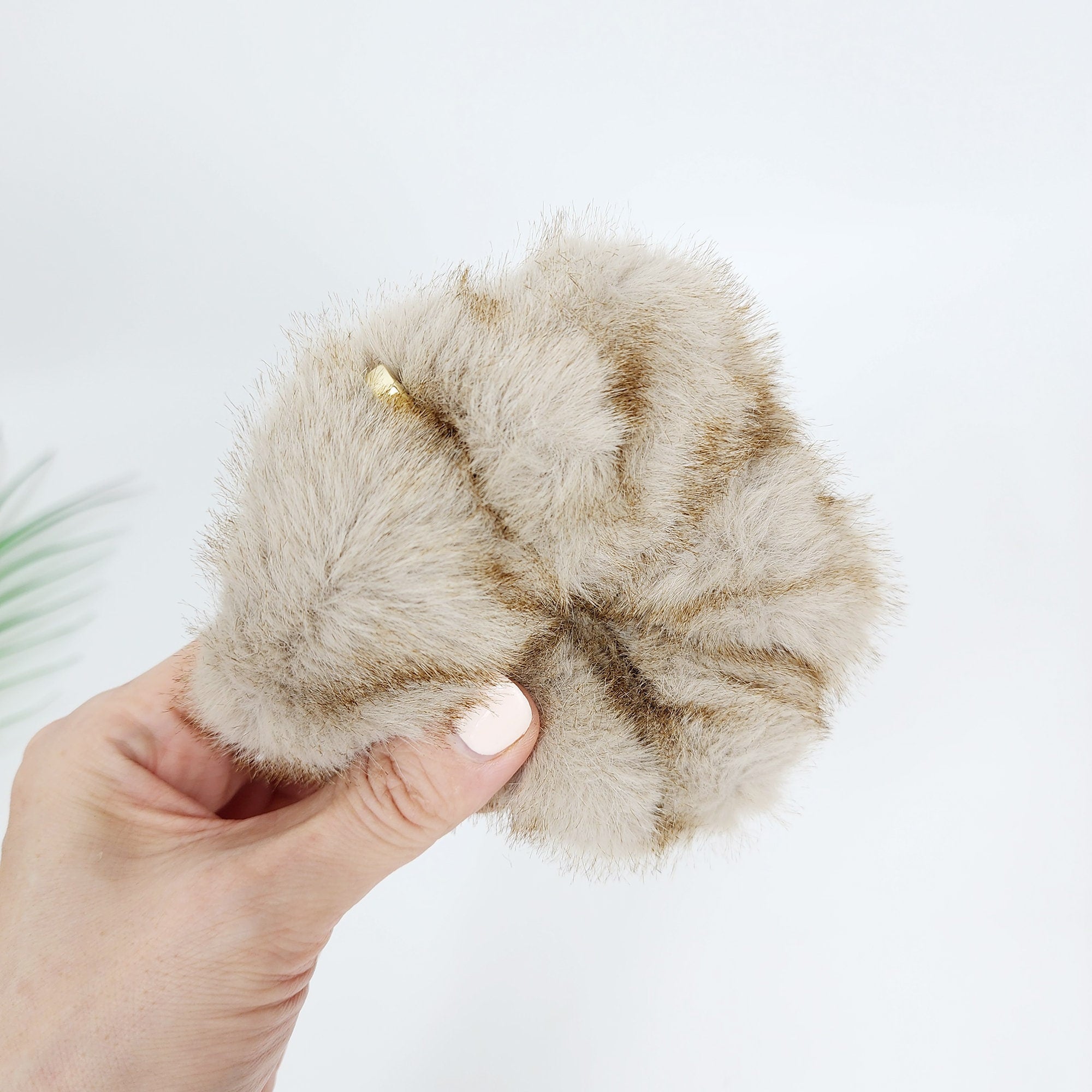 High Quality Faux Mink Fur Scrunchy / Simple Ponytail Holder / Elastic Hair Tie for Woman