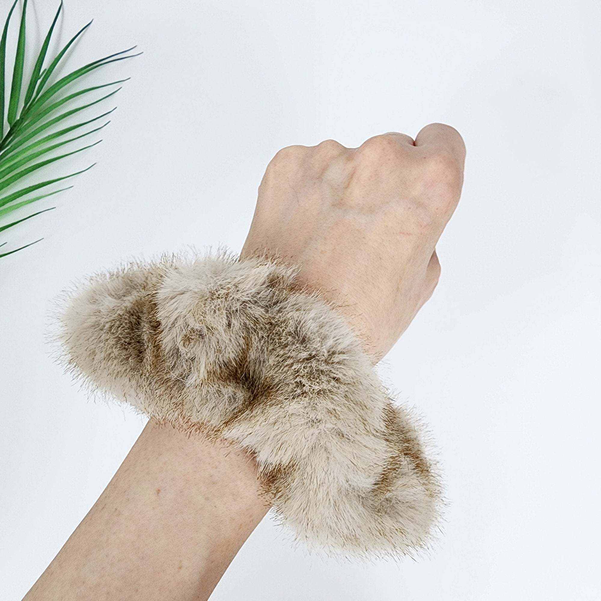 High Quality Faux Mink Fur Scrunchy / Simple Ponytail Holder / Elastic Hair Tie for Woman