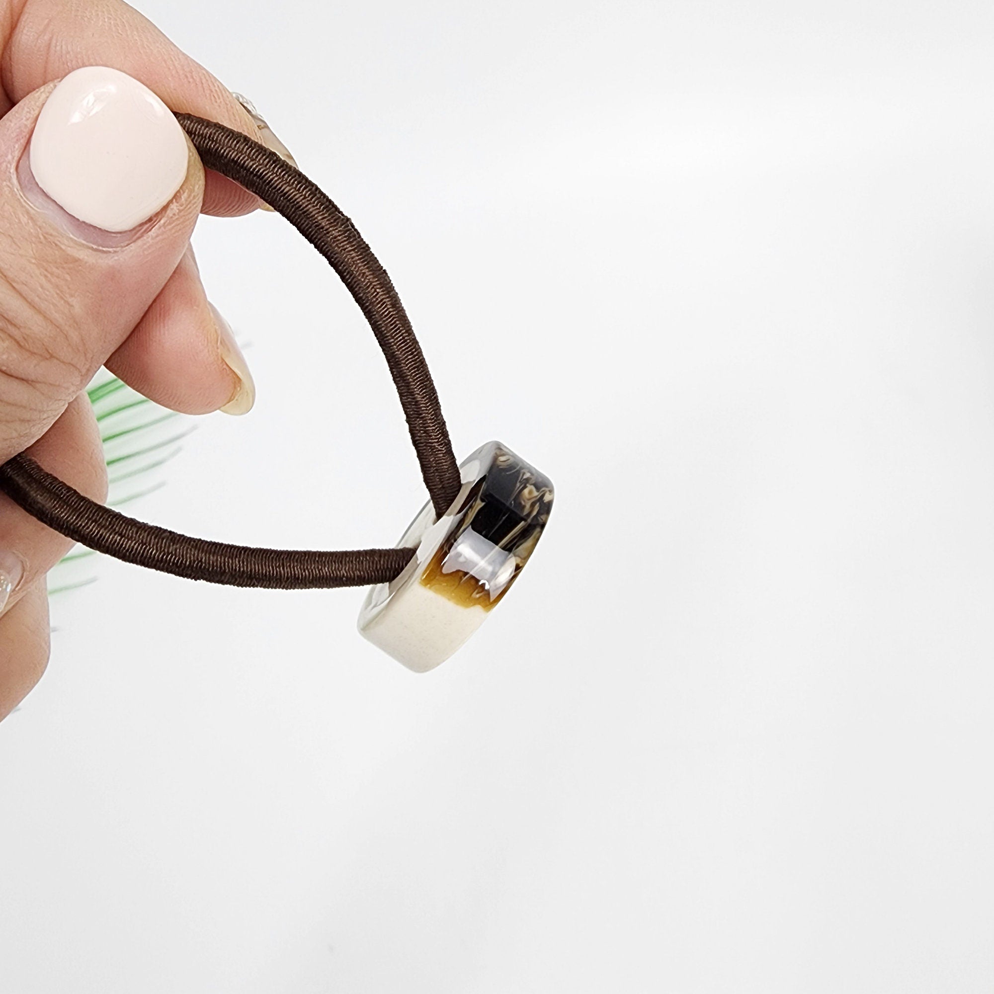 White Fiona Hair Tie (1.0 Inch) / Simple Cute Ponytail Holder / Hair Accessory for Woman / French Hair Tie