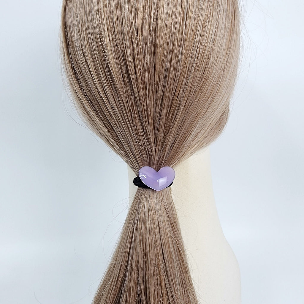 Convex Simple Heart Hair Tie (1.3 Inch) / Simple Cute Ponytail Holder / Hair Accessory for Woman / French Hair Tie