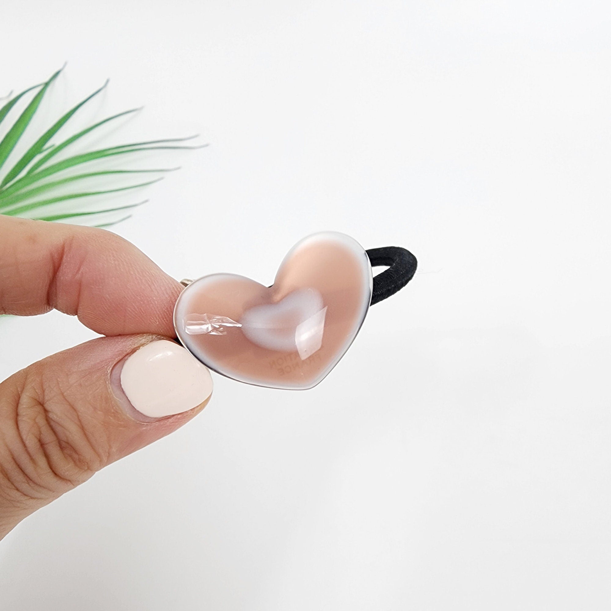 Convex Simple Heart Hair Tie (1.3 Inch) / Simple Cute Ponytail Holder / Hair Accessory for Woman / French Hair Tie
