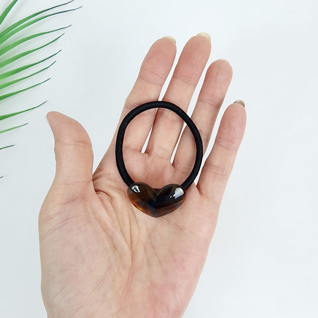Convex Simple Heart Hair Tie (1.3 Inch) / Simple Cute Ponytail Holder / Hair Accessory for Woman / French Hair Tie