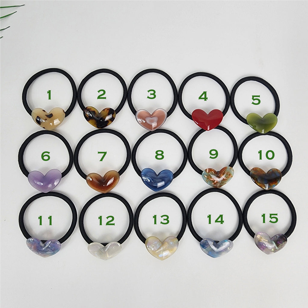 Convex Simple Heart Hair Tie (1.3 Inch) / Simple Cute Ponytail Holder / Hair Accessory for Woman / French Hair Tie