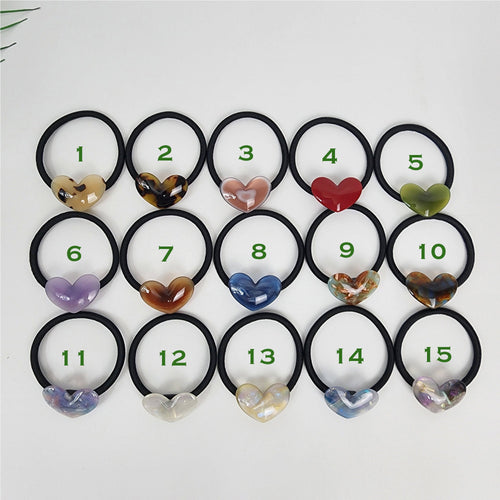 Convex Simple Heart Hair Tie (1.3 Inch) / Simple Cute Ponytail Holder / Hair Accessory for Woman / French Hair Tie