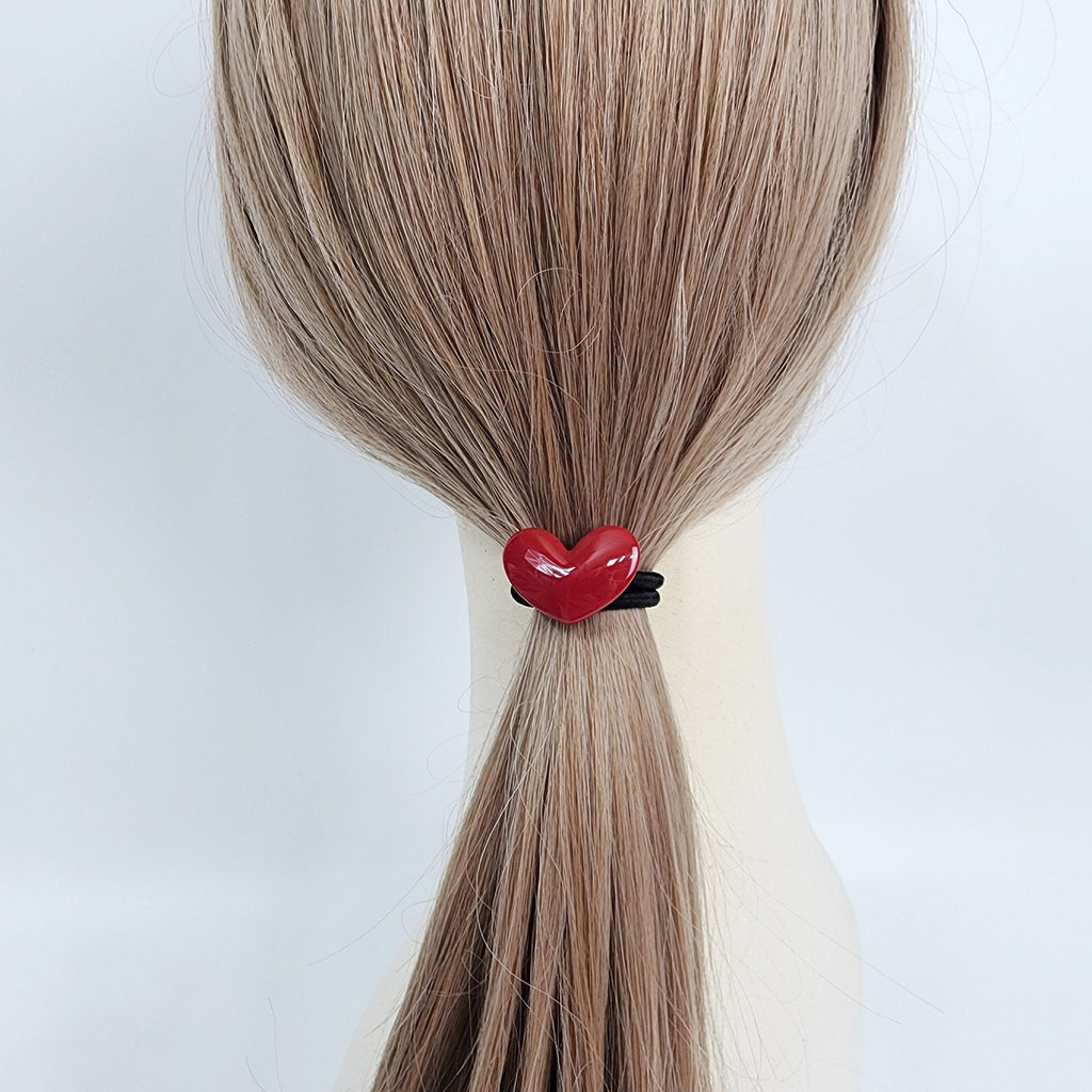 Convex Simple Heart Hair Tie (1.3 Inch) / Simple Cute Ponytail Holder / Hair Accessory for Woman / French Hair Tie
