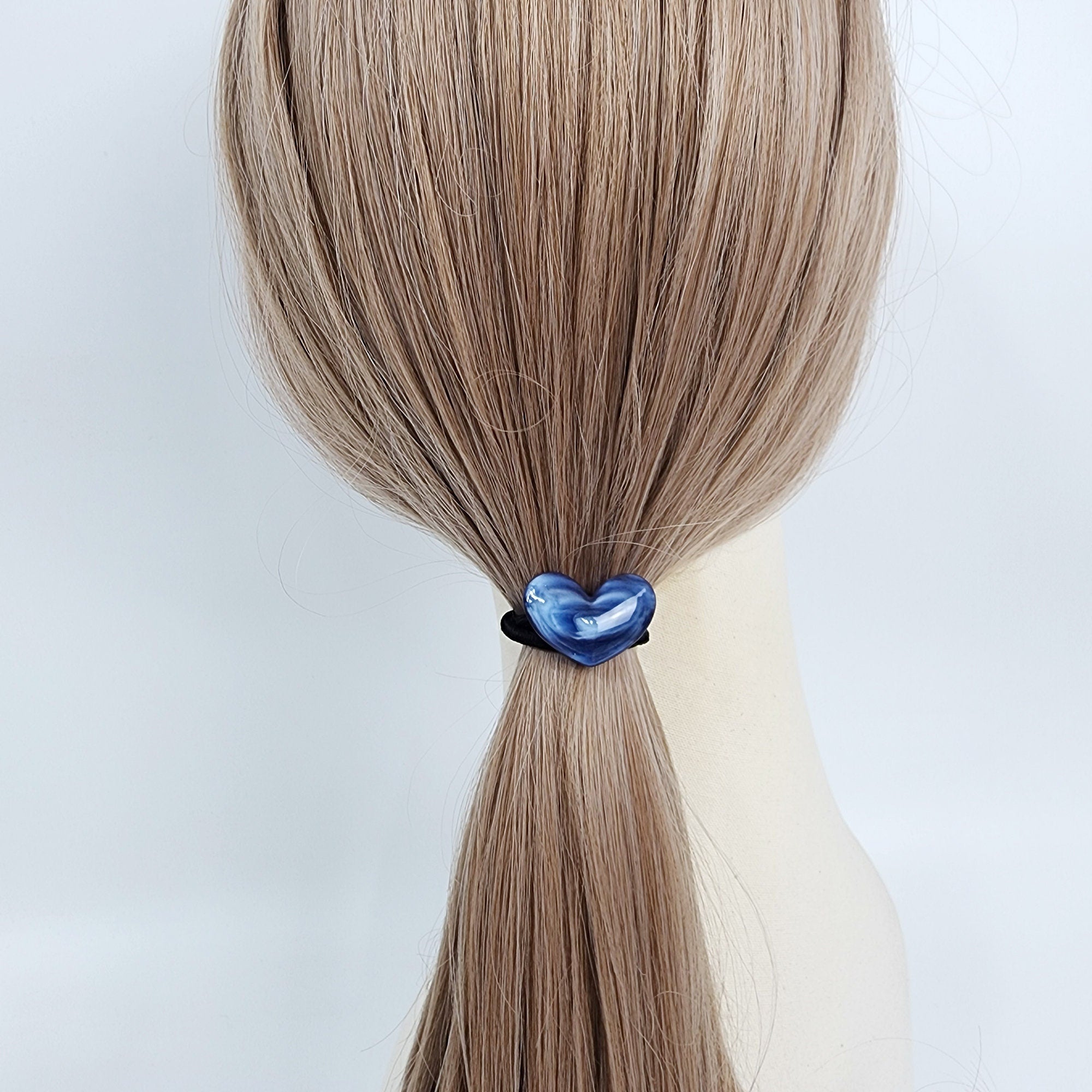 Convex Simple Heart Hair Tie (1.3 Inch) / Simple Cute Ponytail Holder / Hair Accessory for Woman / French Hair Tie