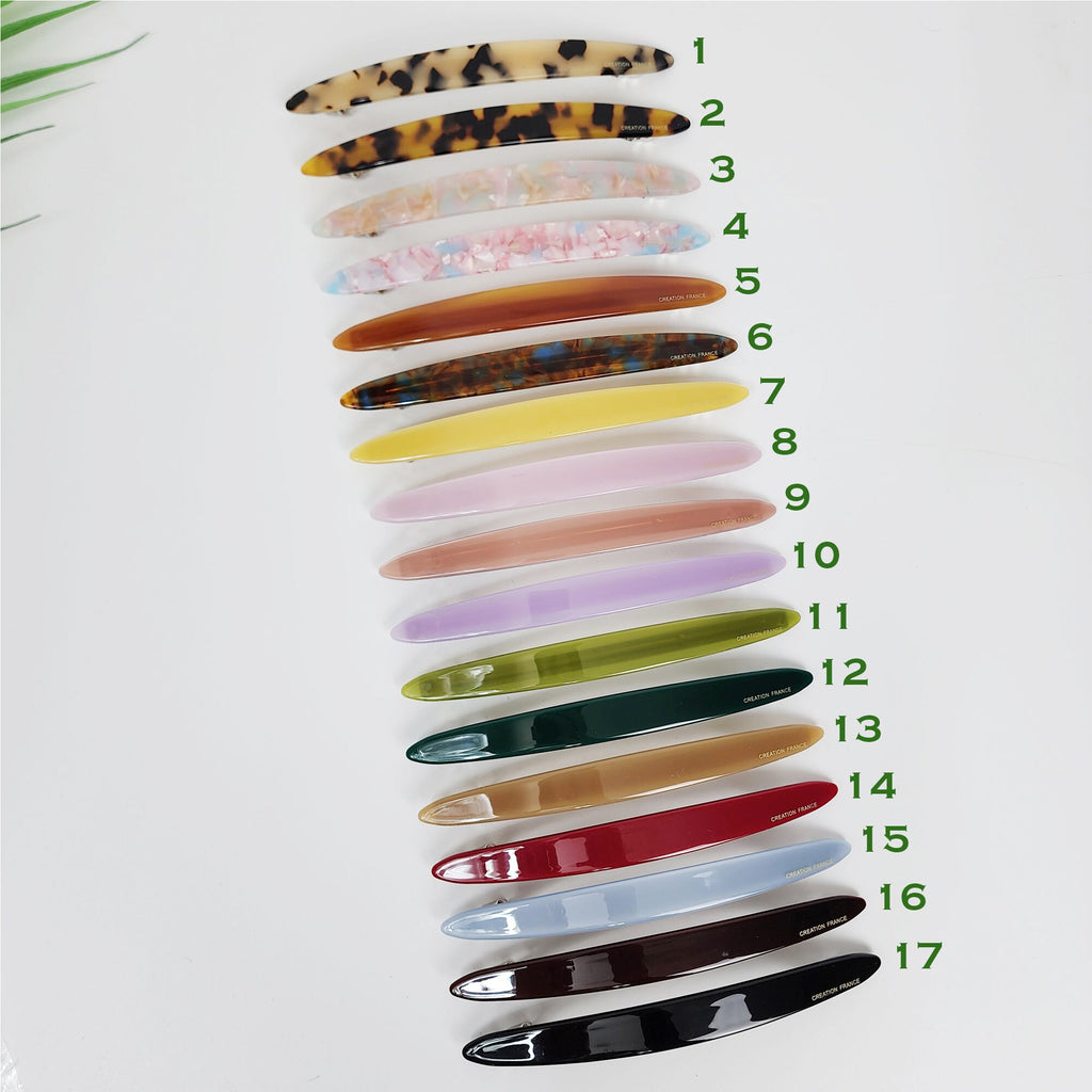 Leopard Long Oval Full Tie-Up Hair Barrette (5.1 Inch) / Cute French Hair Pin / Automatic Hair Clip