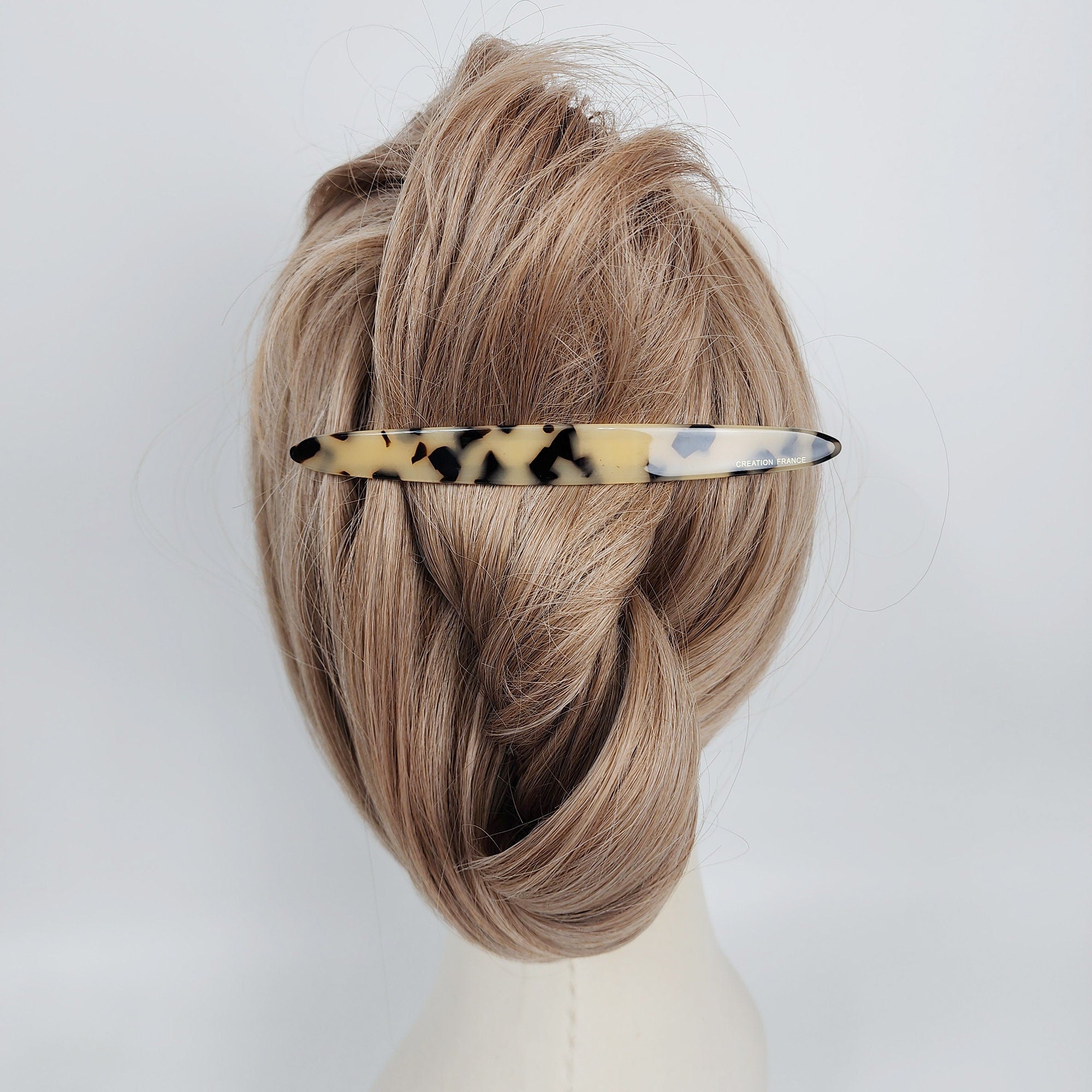 Leopard Long Oval Full Tie-Up Hair Barrette (5.1 Inch) / Cute French Hair Pin / Automatic Hair Clip